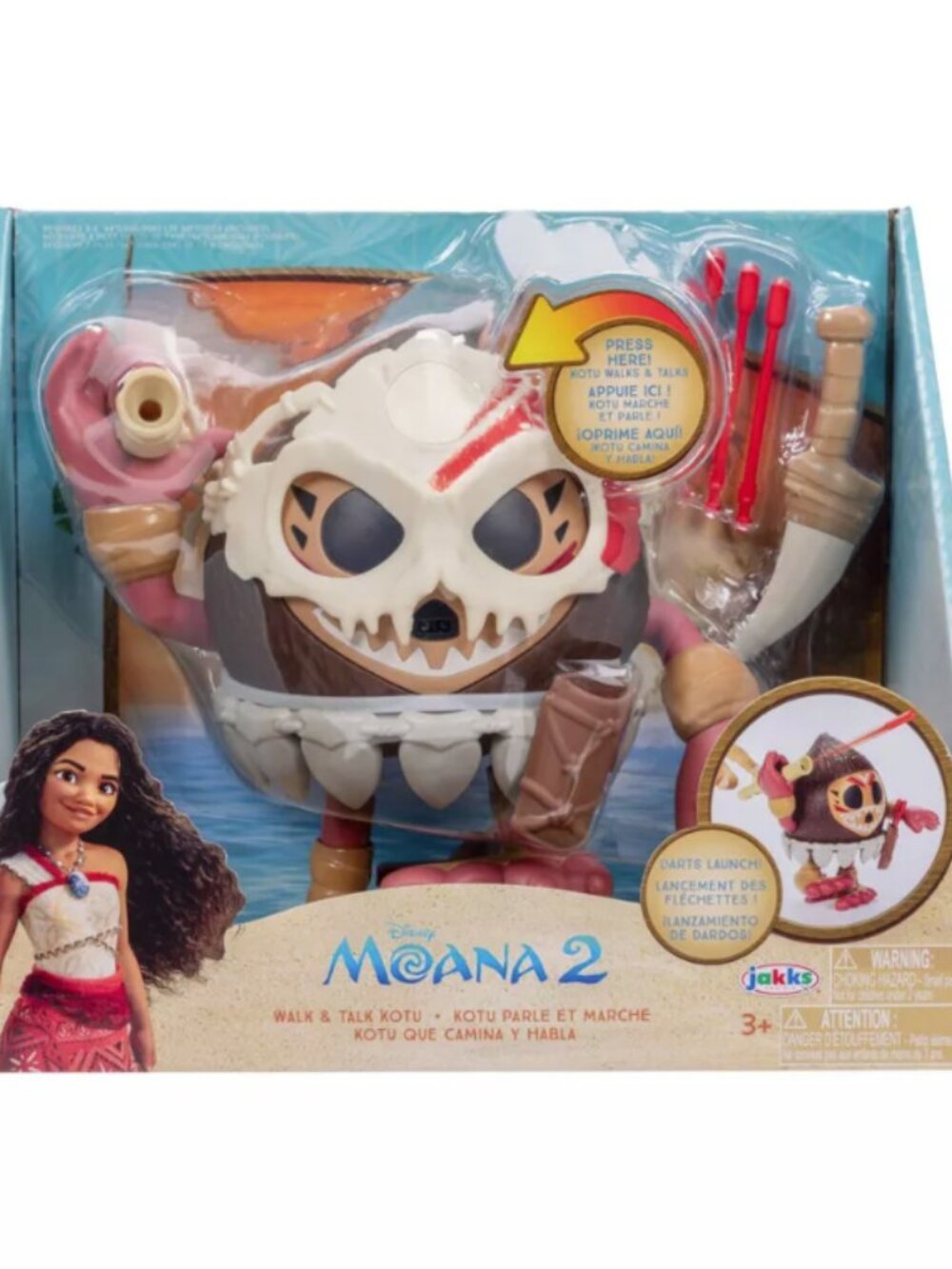 Disney Moana 2 Walk & Talk Kotu Figure Toy with Mask & Darts